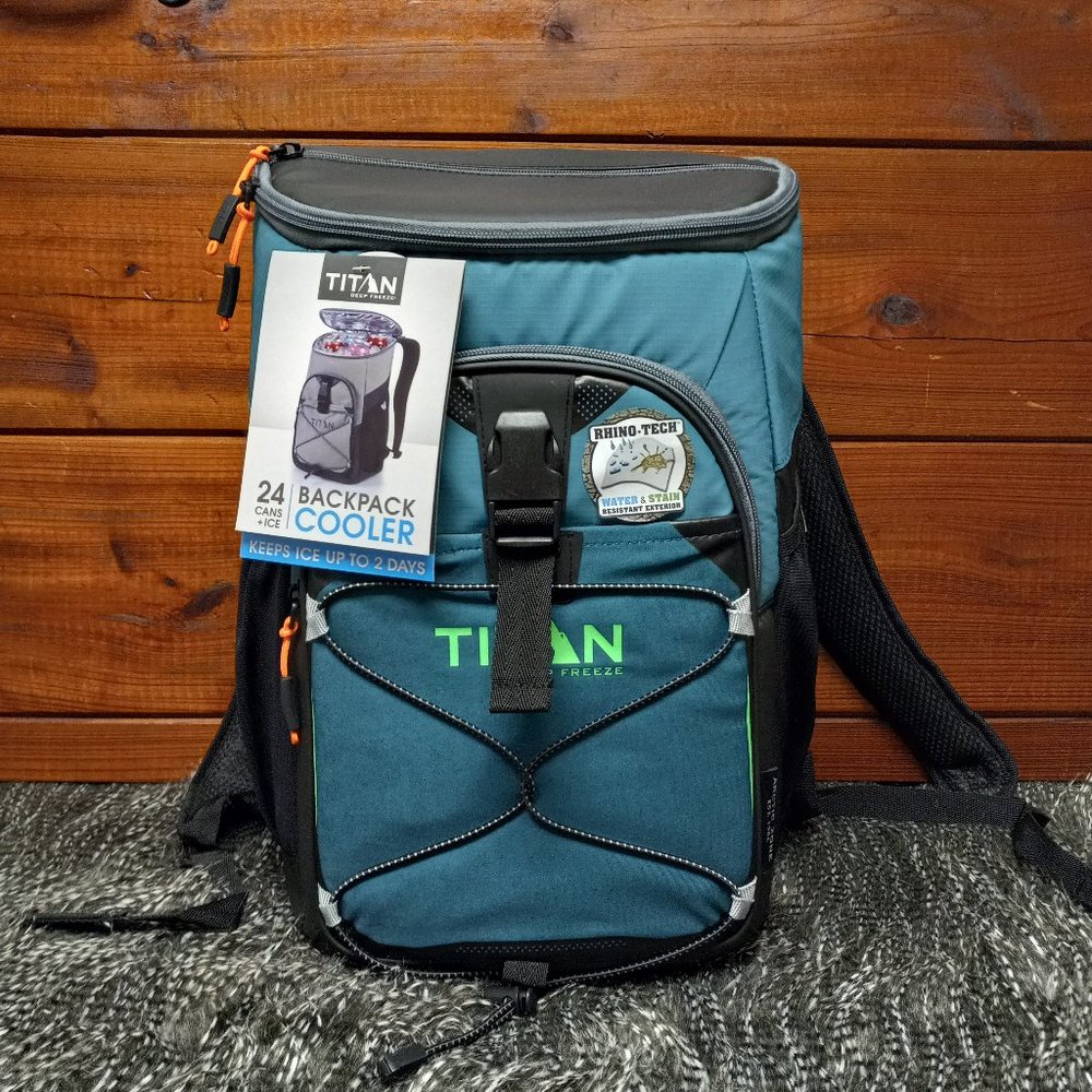 Titan Deep Freeze 24 Can Backpack, Teal & Black.